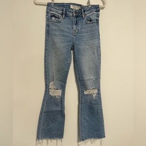 Hidden Distressed Flare Jeans
